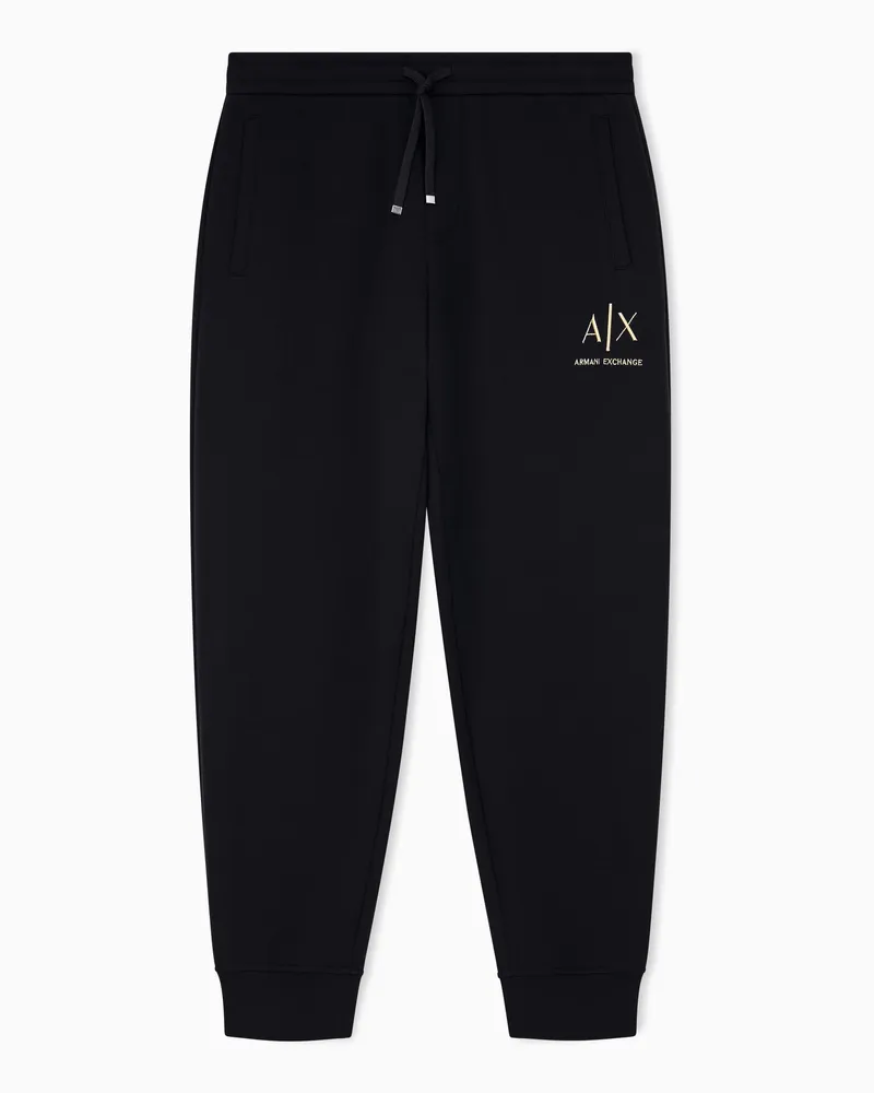 Armani Exchange Jogginghose Regular Fit aus Stretch-Baumwolle mit Kordelzug Schwarz