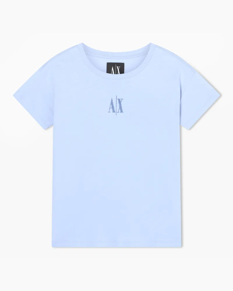 Armani Exchange Boyfriend-T-Shirt mit Icon-Logo Hellblau