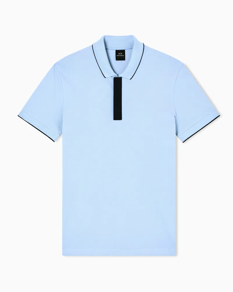 Armani Exchange Slim Fit Polo mit Knopfeinsatz Hellblau