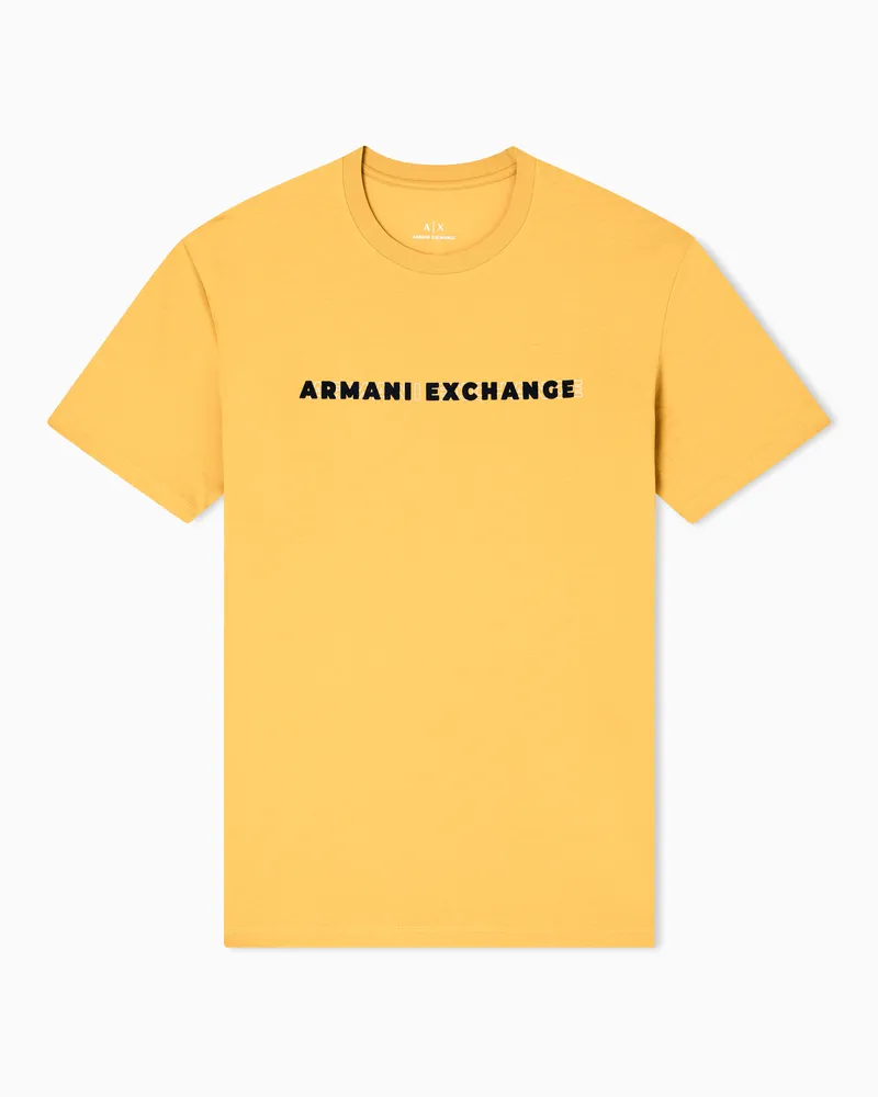 Armani Exchange T-Shirt mit normaler Passform und Logo Gelb