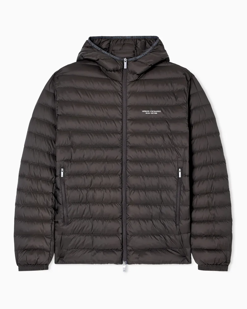 Armani Exchange Daunenjacke mit durchgehendem Reißverschluss und Kapuze Braun
