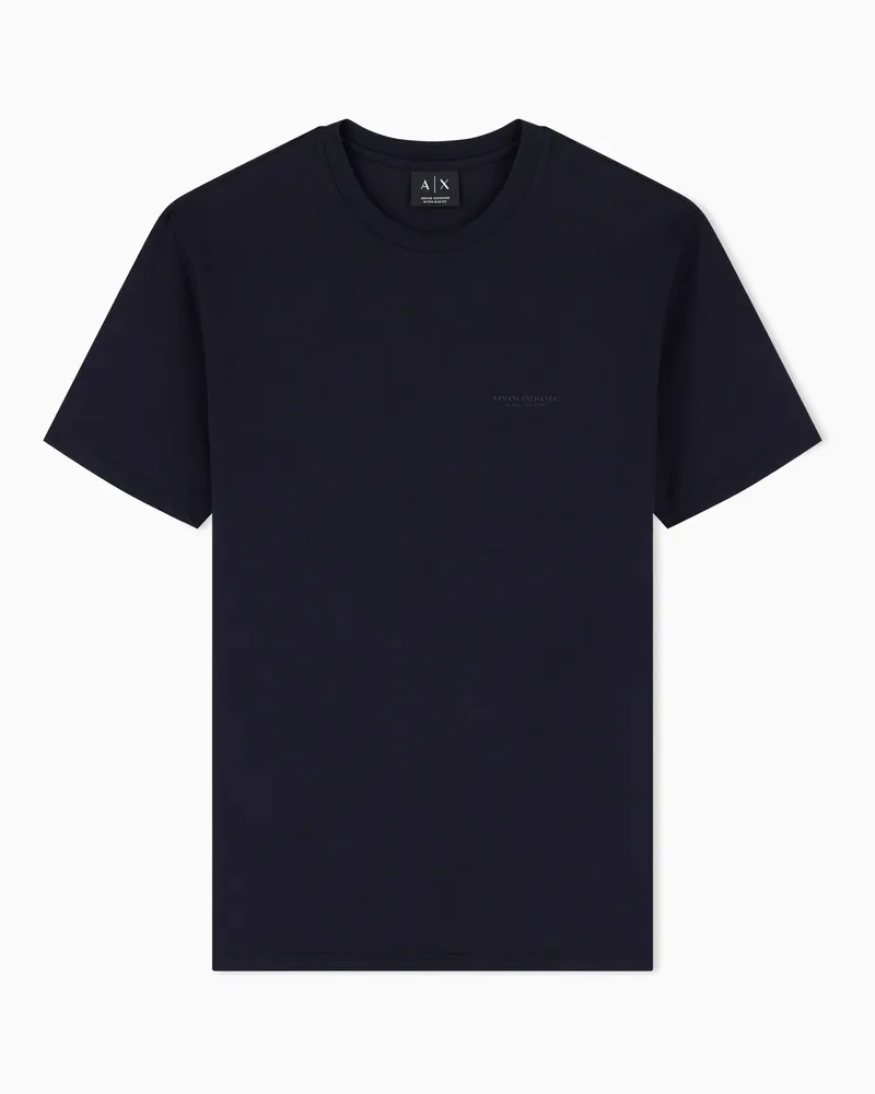 Armani Exchange T-Shirt im Slim Fit aus elastischem Baumwolljersey Marineblau