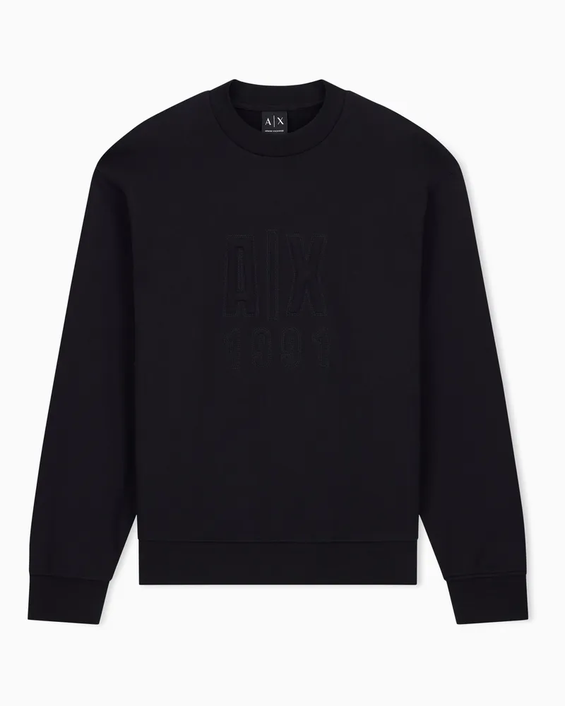 Armani Exchange Sweatshirt mit Regular Fit aus Baumwoll-French-Terry Schwarz