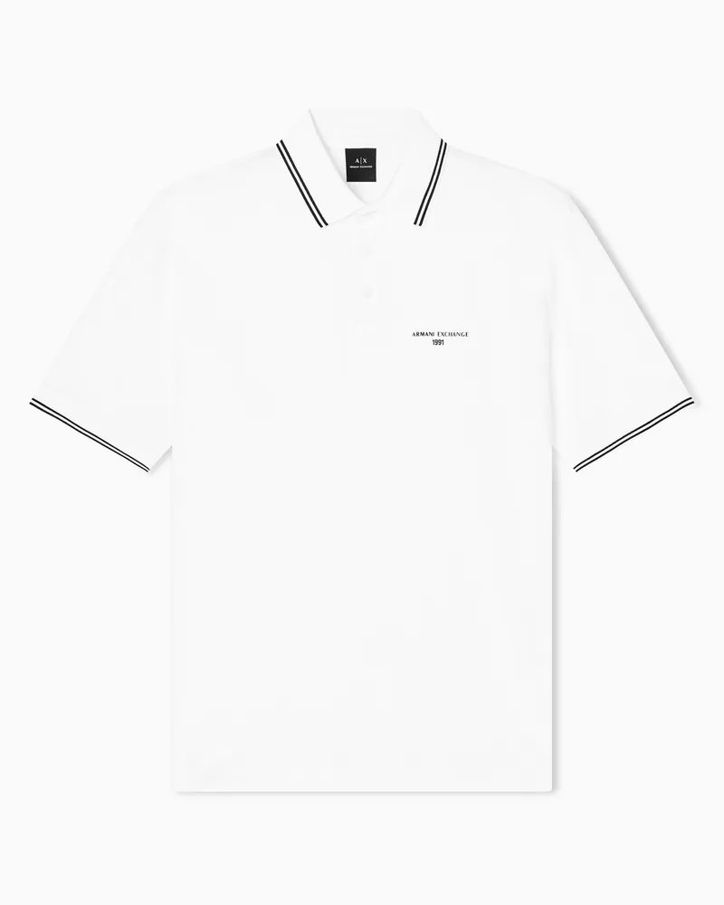 Armani Exchange Poloshirt aus Baumwolljersey im Regular Fit Weiß