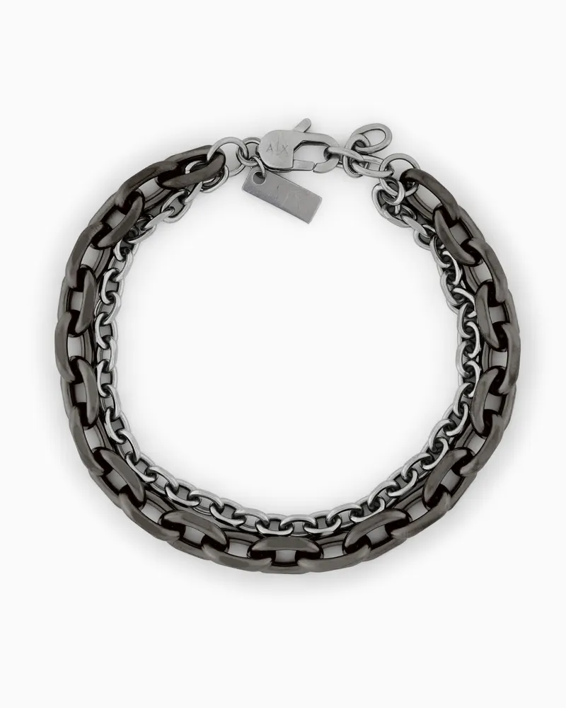 Armani Exchange Doppeltes Glieder-Armband aus Edelstahl in Anthrazit und Silber Mehrfarbig