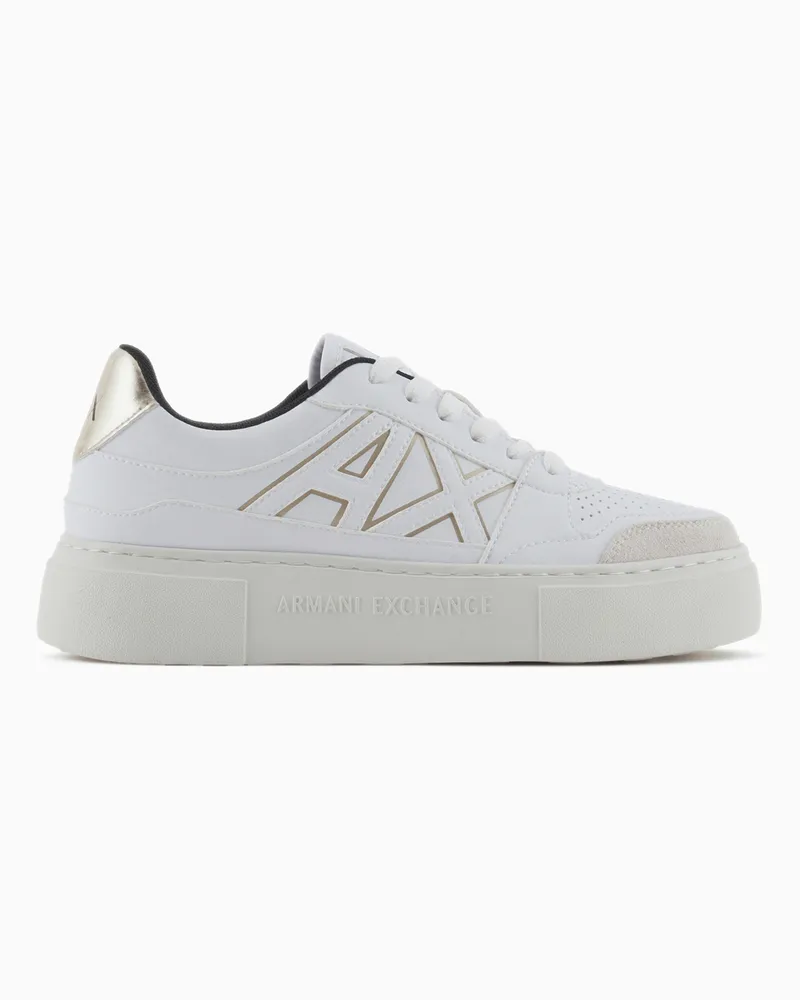 Armani Exchange Sneakers mit hoher Sohle und kontrastierendem Logo Weiß