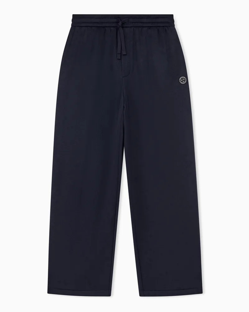 Armani Exchange Weit geschnittene Jogginghose aus Fleece mit Kordelzug Marineblau