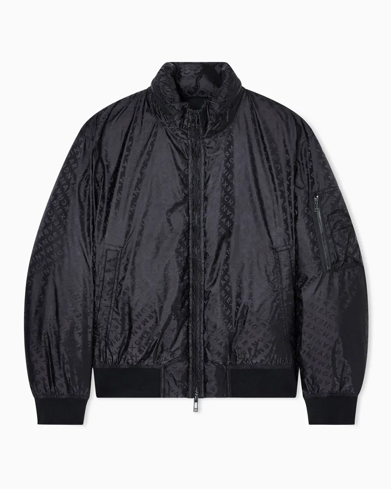 Armani Exchange ALLOVER LOGO LETTERING BOMBER JACKET Schwarz