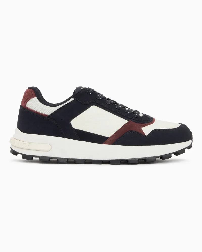 Armani Exchange Sneaker aus Wildleder und Netzgewebe mit Gummisohle Weiß