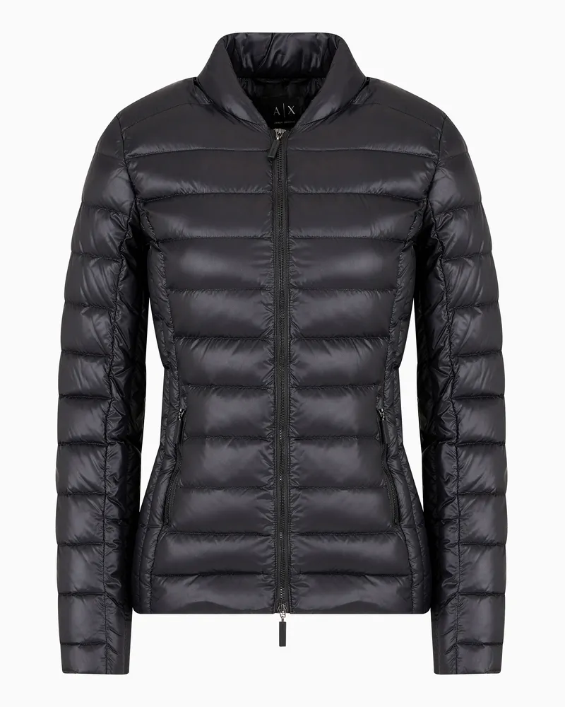 Armani Exchange Daunenjacke aus glänzendem Stoff Schwarz