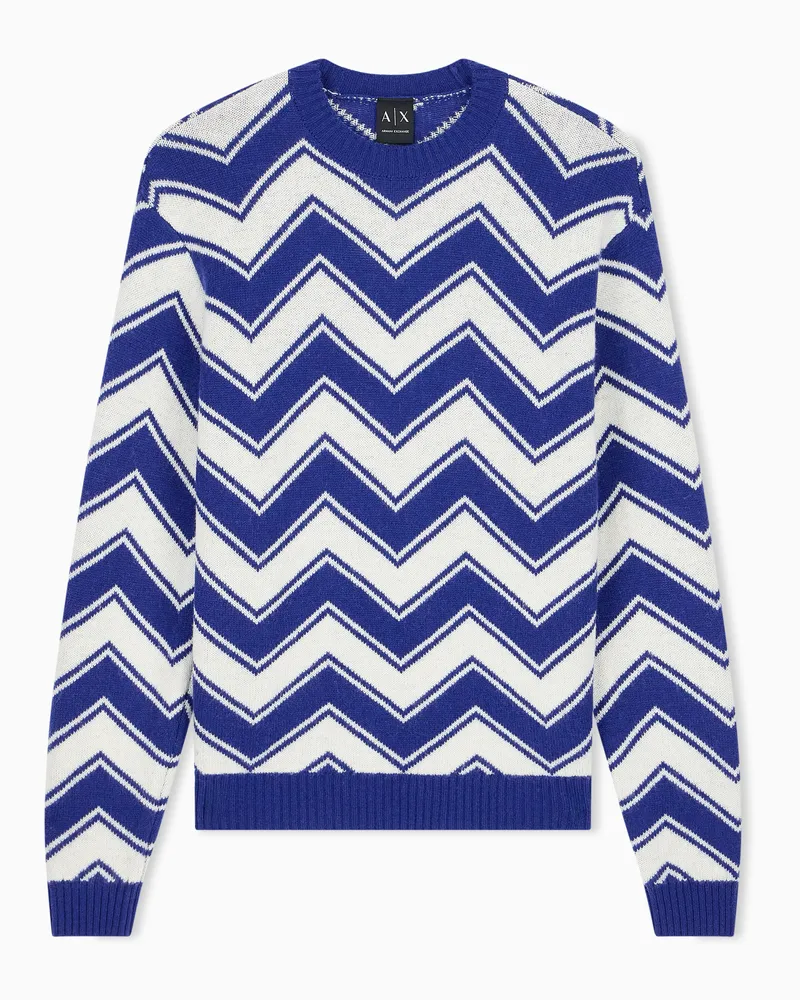 Armani Exchange Pullover Regular Fit aus Wollmischung mit Zickzackmuster Gestreift