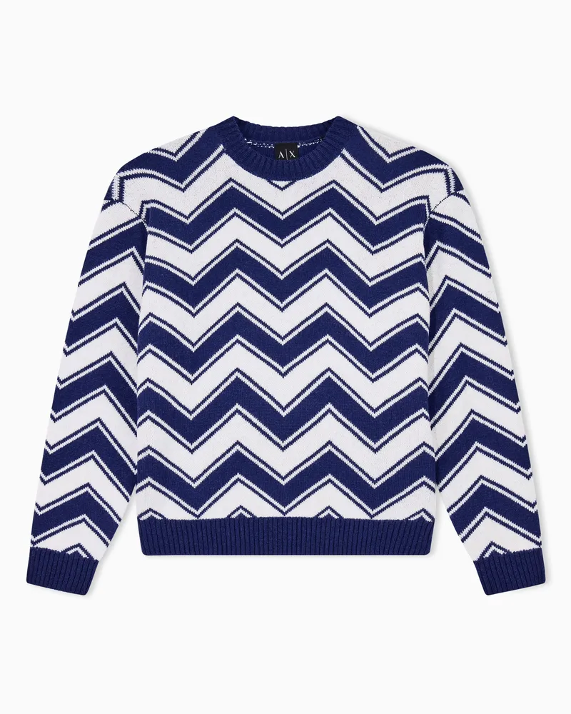Armani Exchange Pullover Regular Fit aus Wollmischung mit Zickzackmuster Gestreift