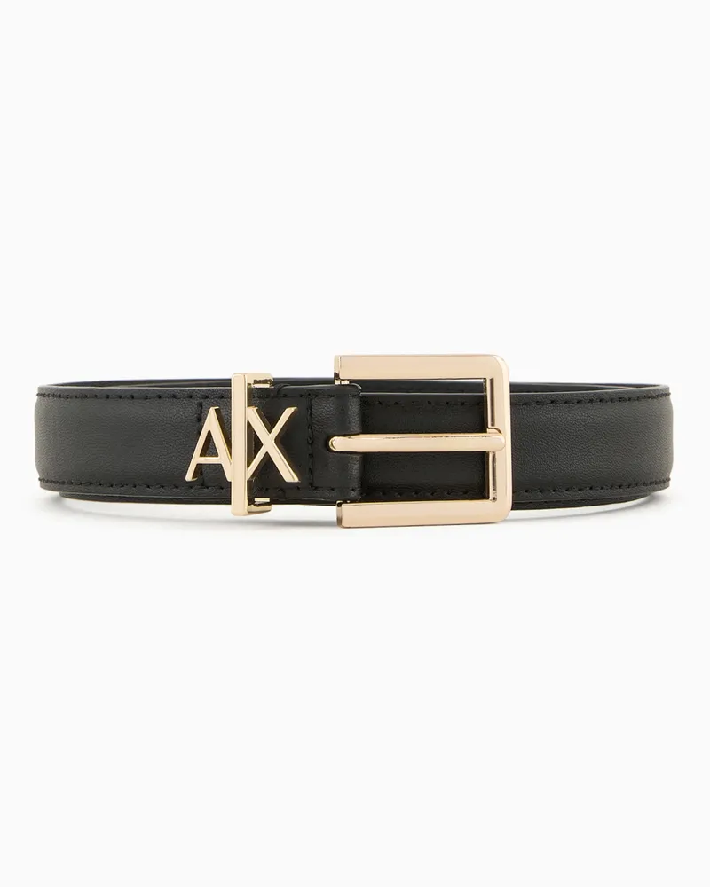 Armani Exchange Dünner Gürtel mit kleinem Logo Schwarz