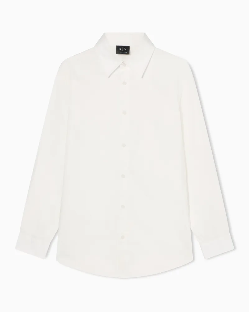 Armani Exchange Casual Shirt in Textured Cotton Jacquard Weiß