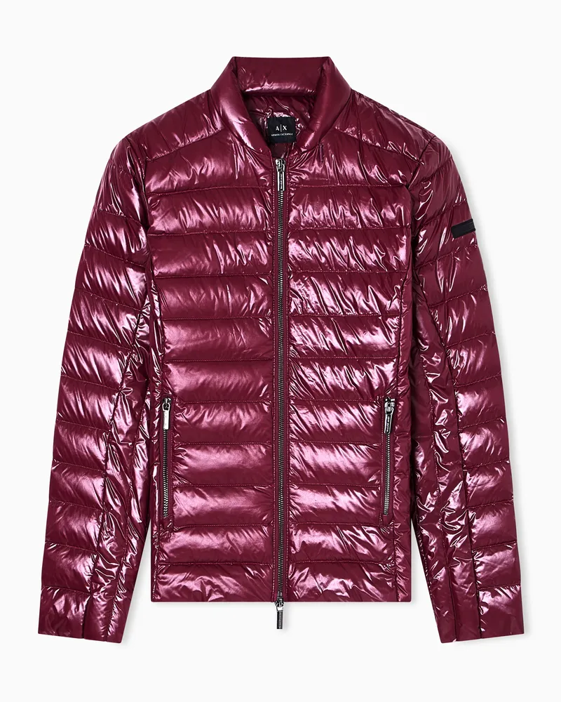 Armani Exchange Packbare, gesteppte Daunenjacke Burgunderrot