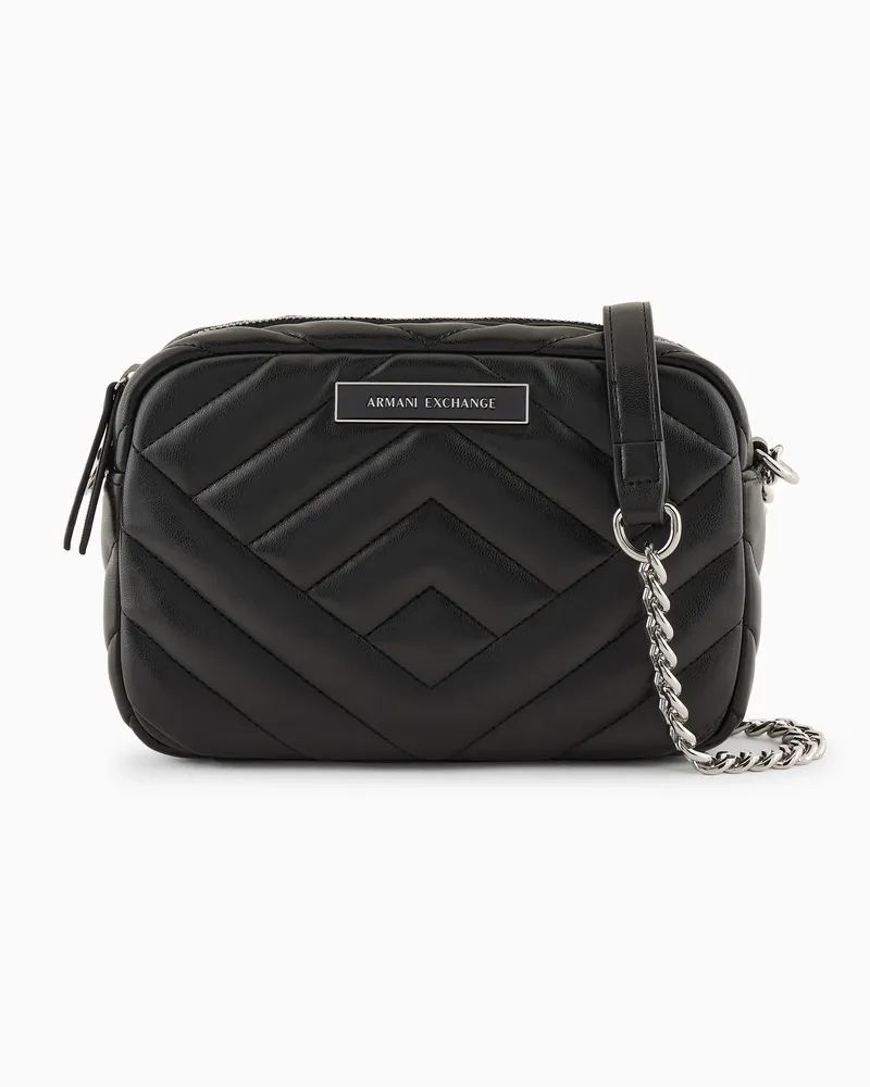 Armani Exchange Gesteppte Umhängetasche mit Kettenschultergurt Schwarz