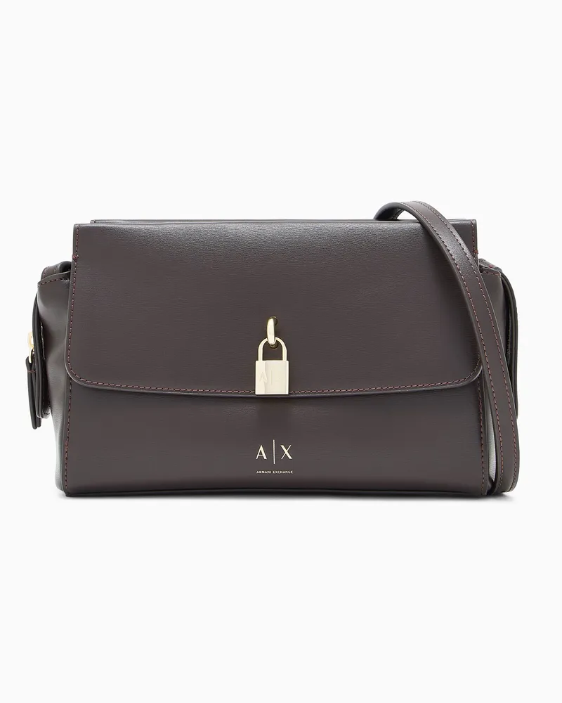 Armani Exchange Taylor Umhängetasche mit Schloss und verstellbarem Riemen Braun