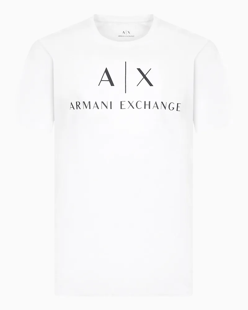 Armani Exchange Slim-Fit-Jersey-T-Shirt mit Logo Weiß