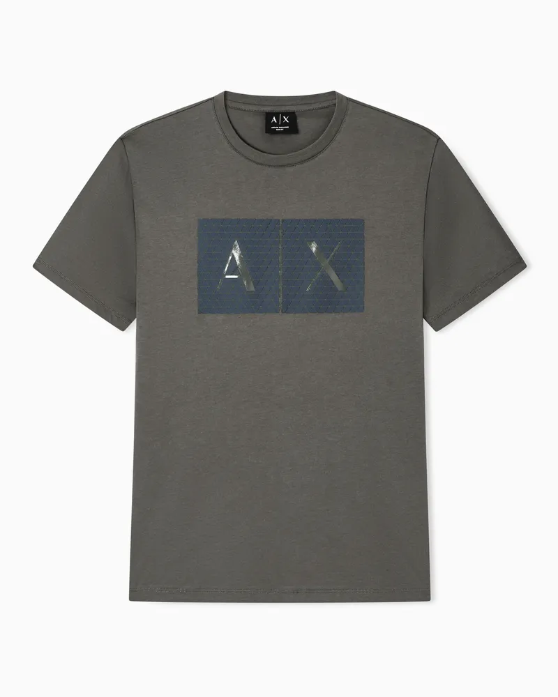 Armani Exchange Schmal geschnittenes Jersey-T-Shirt mit Logo Grün