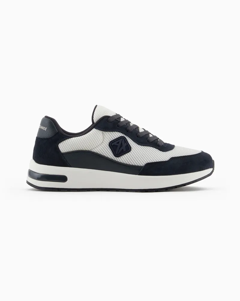 Armani Exchange Mesh-Sneakers mit Gummi-Logo Marineblau