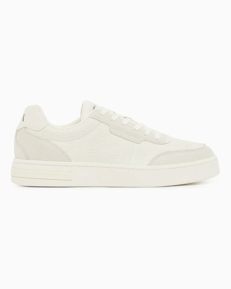 Armani Exchange Urbane Ledersneaker mit Wildledereinsätzen Weiß
