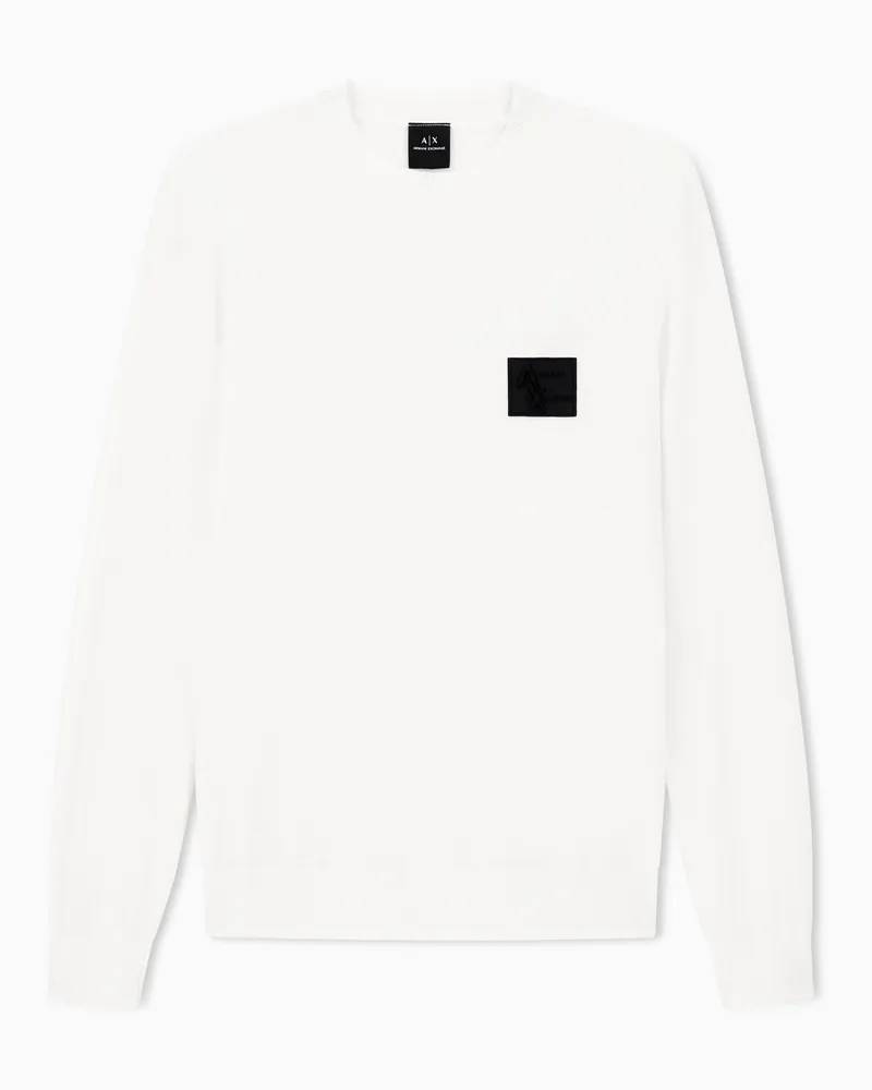 Armani Exchange Rundhalspullover mit Patch Weiß
