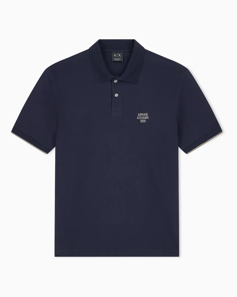Armani Exchange Regular Fit Poloshirt aus Baumwollpikee mit Zweiknopfleiste Marineblau