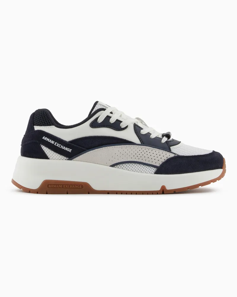 Armani Exchange Oversize-Sneaker mit kontrastierenden Einsätzen Weiß