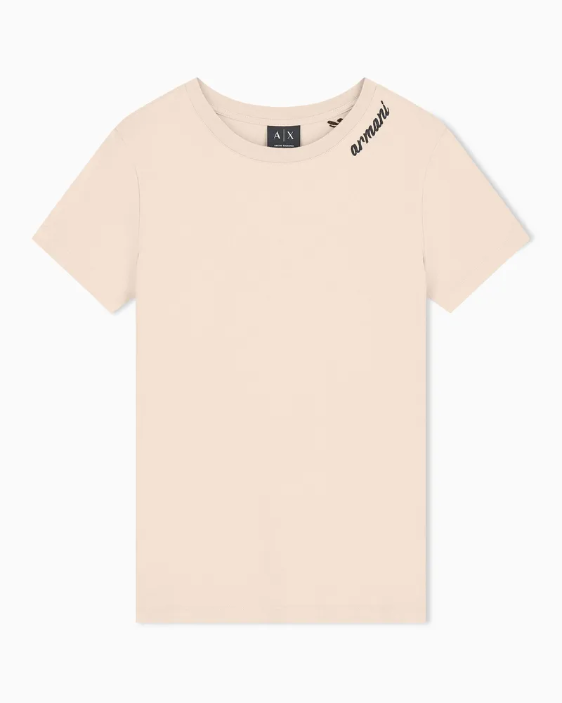 Armani Exchange T-Shirt Regular Fit aus Baumwolljersey Beige