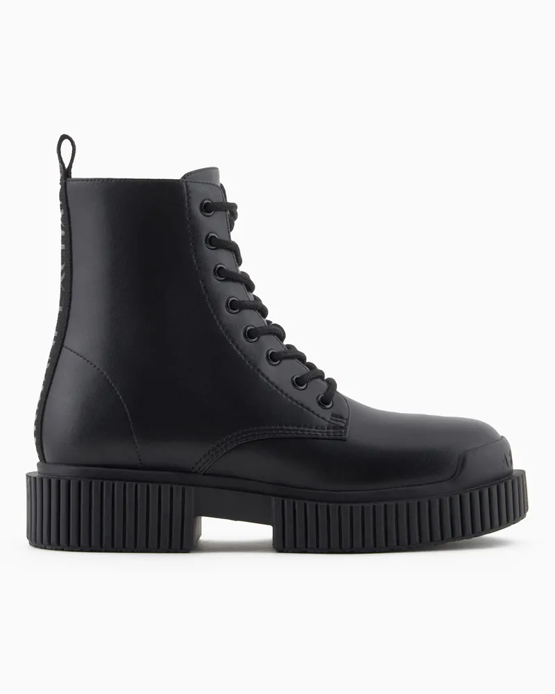 Armani Exchange Amphibien aus echtem Leder Schwarz