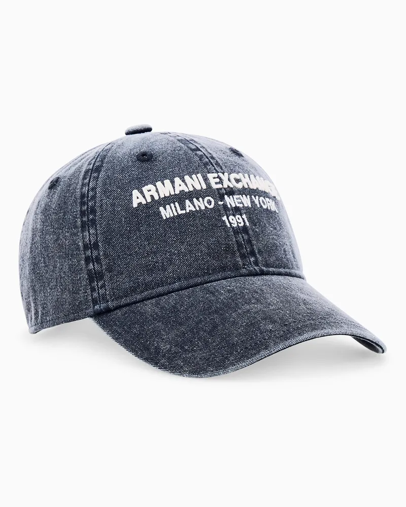 Armani Exchange Baseballkappe aus Baumwolltwill mit verstellbarem Riemen Marineblau