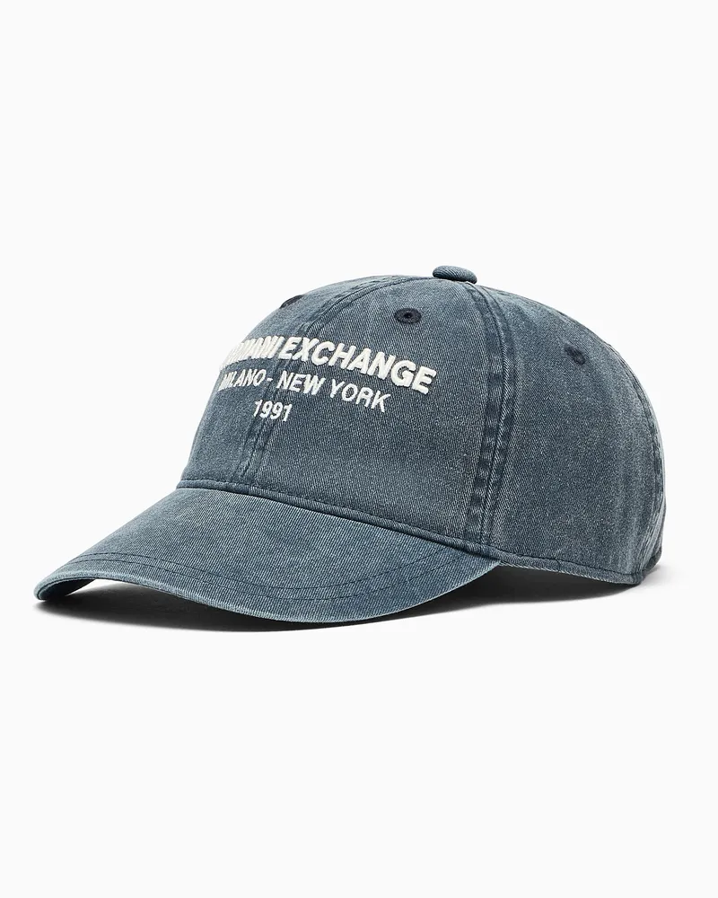 Armani Exchange Baseballkappe aus Baumwolltwill mit verstellbarem Riemen Marineblau