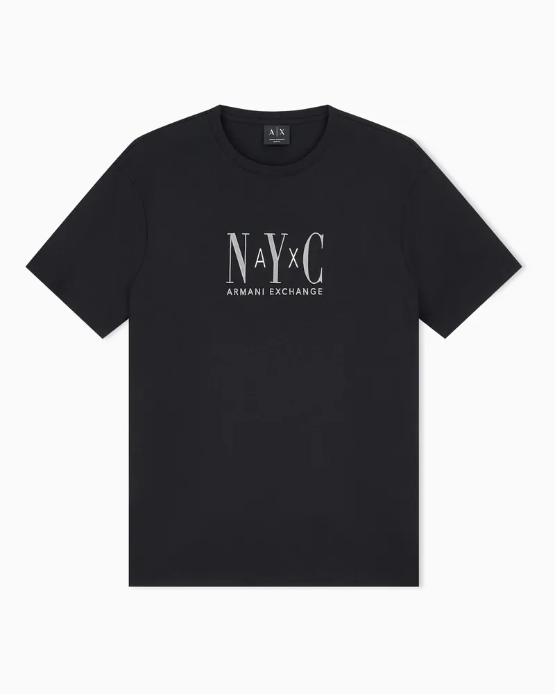 Armani Exchange T-Shirt aus Baumwolljersey in schmaler Passform Schwarz