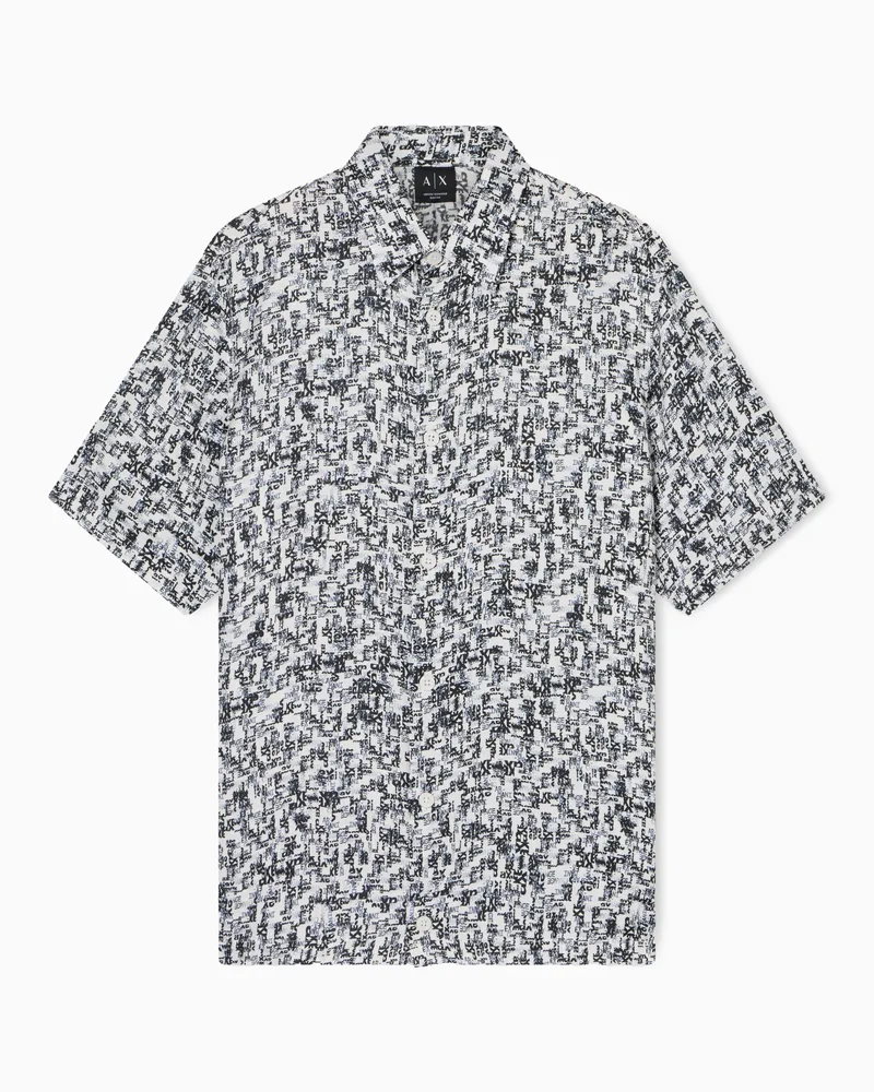 Armani Exchange Viskose-Twill-Hemd Blau