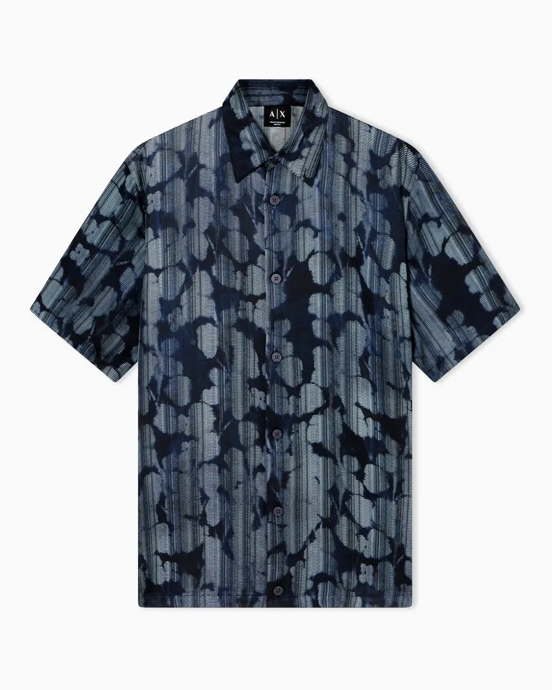 Armani Exchange Viskose-Twill-Hemd Blau
