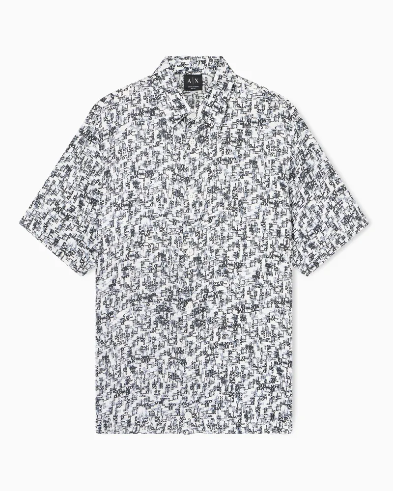 Armani Exchange Viskose-Twill-Hemd Blau