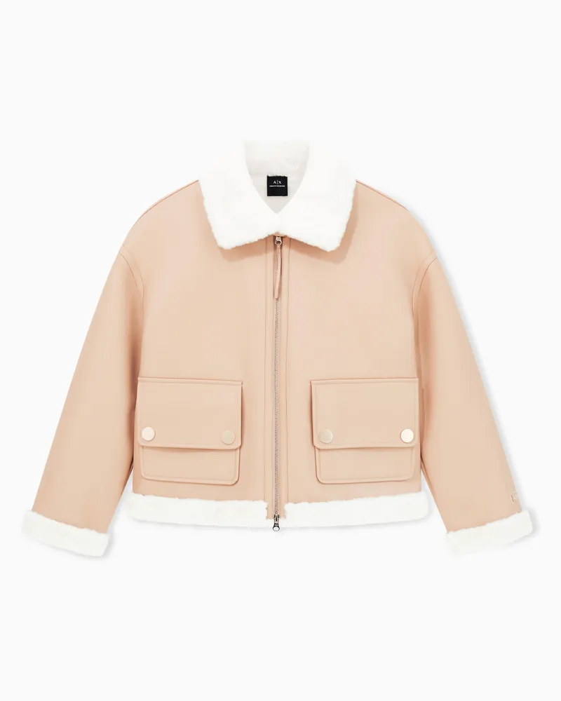 Armani Exchange Kurze Jacke aus Lammfellimitat Kamel