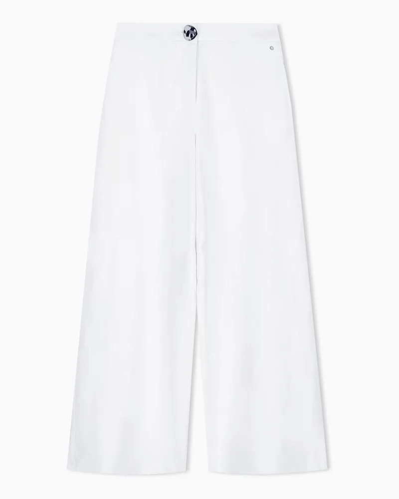 Armani Exchange Weit geschnittene Leinen-Twillhose Weiß