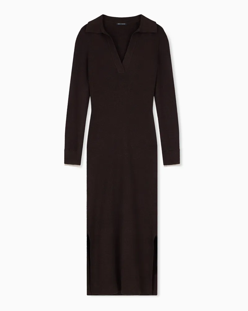 Armani Exchange Strickkleid schmal geschnitten mit Kaschmir und Wolle Braun