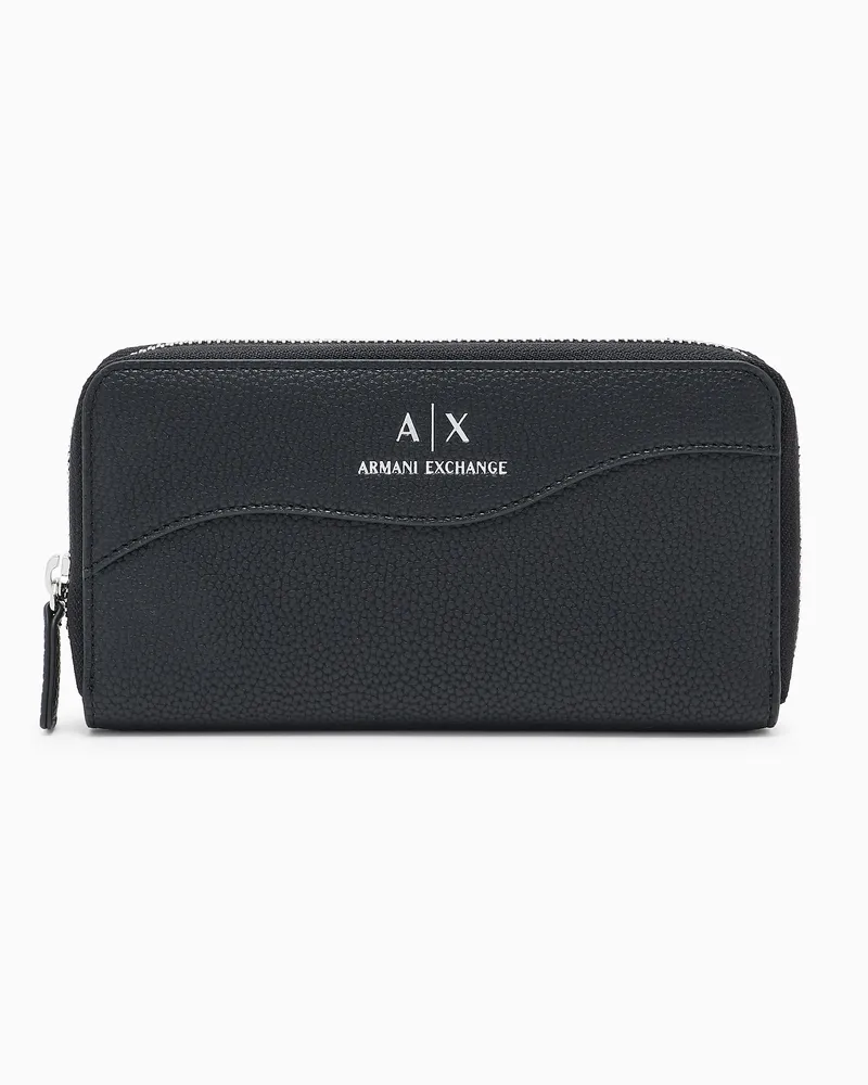 Armani Exchange Portemonnaie mit umlaufendem Reißverschluss und geformten Nähten Schwarz