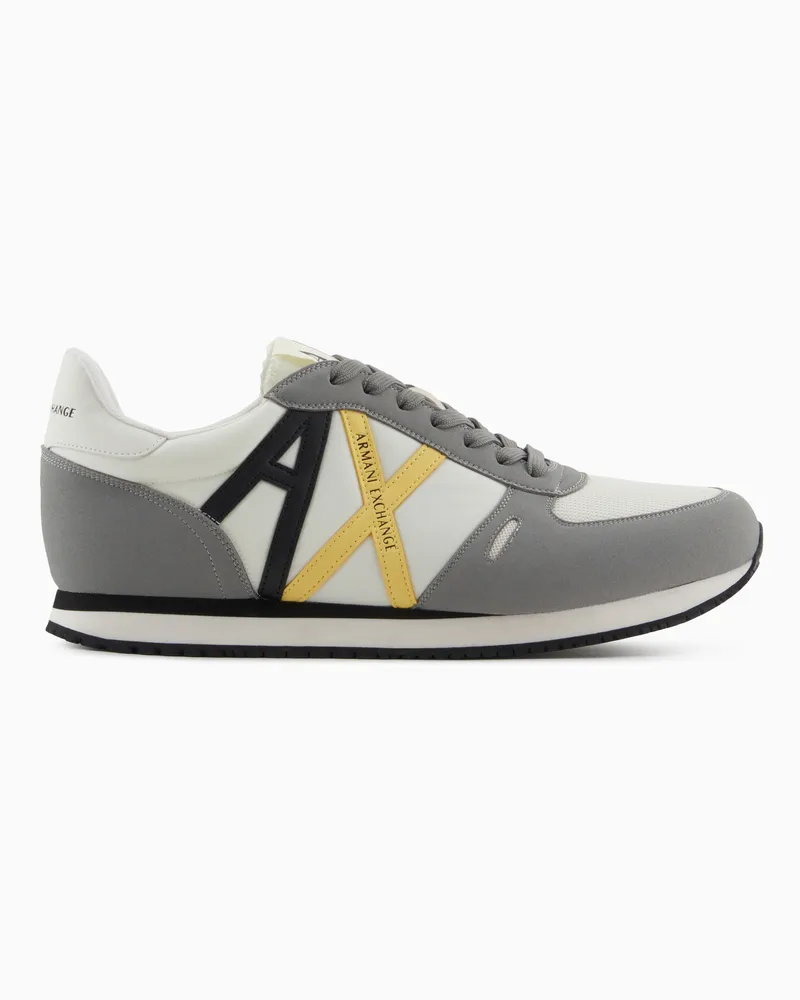 Armani Exchange Sneakers aus Öko-Wildleder, Mesh und Nylon Grau