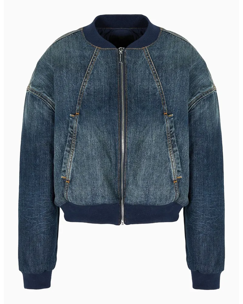 Armani Exchange Jacke Aus Festem Denim mit Monogramm-logo Auf Der Rückseite Dunkelblau