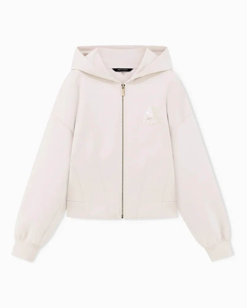 Armani Exchange Sweatjacke im Regular Fit mit Kapuze und Reißverschluss Beige