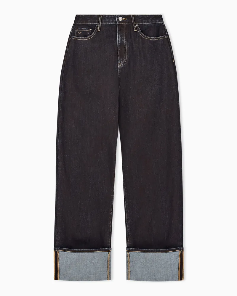 Armani Exchange Weite 5-Pocket-Jeans mit Kontrastnähten und Umschlag Braun