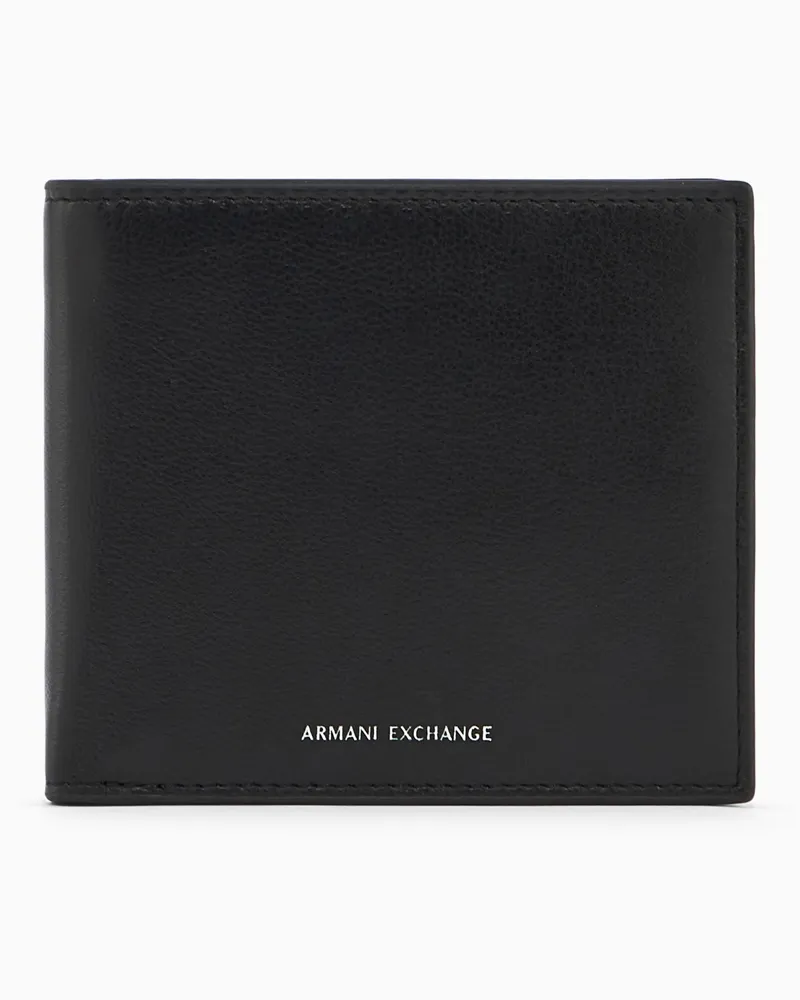 Armani Exchange Minimalistische Geldbörse mit gehämmertem Finish Schwarz