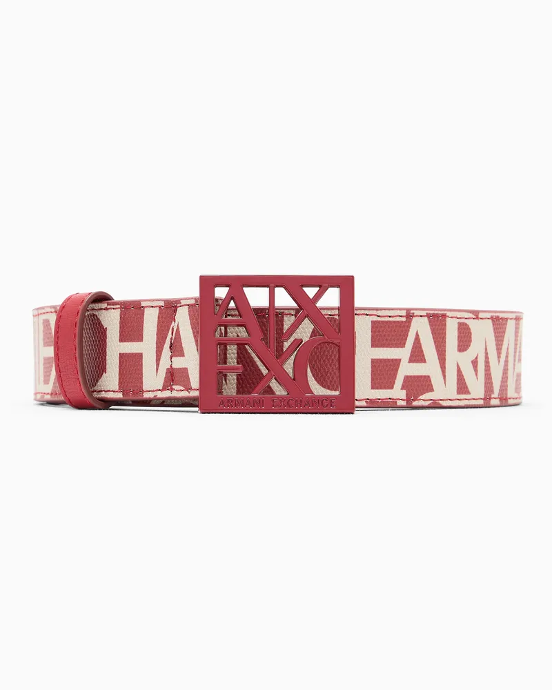 Armani Exchange Gürtel mit ausgestanzter Logo-Schnalle und Schriftzug Rot