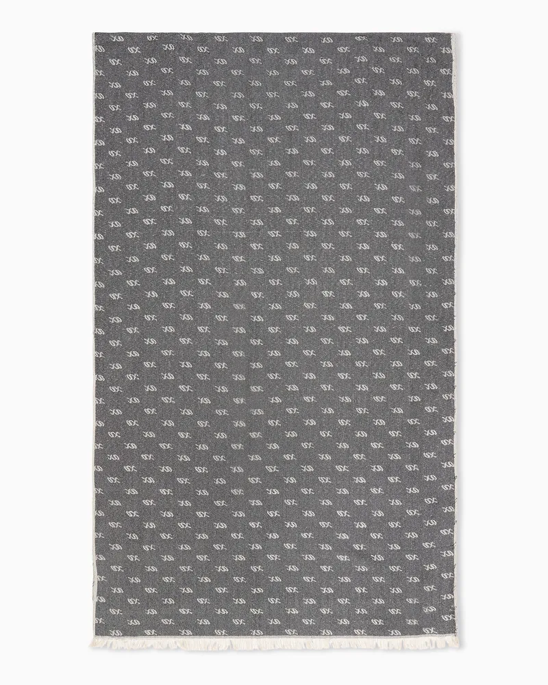 Armani Exchange Jacquardschal aus Viskose mit Muster und feinen Fransen Beige