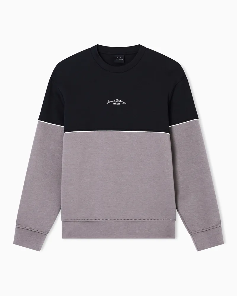 Armani Exchange Zweifarbiges Sweatshirt aus elastischem Stoff Schwarz