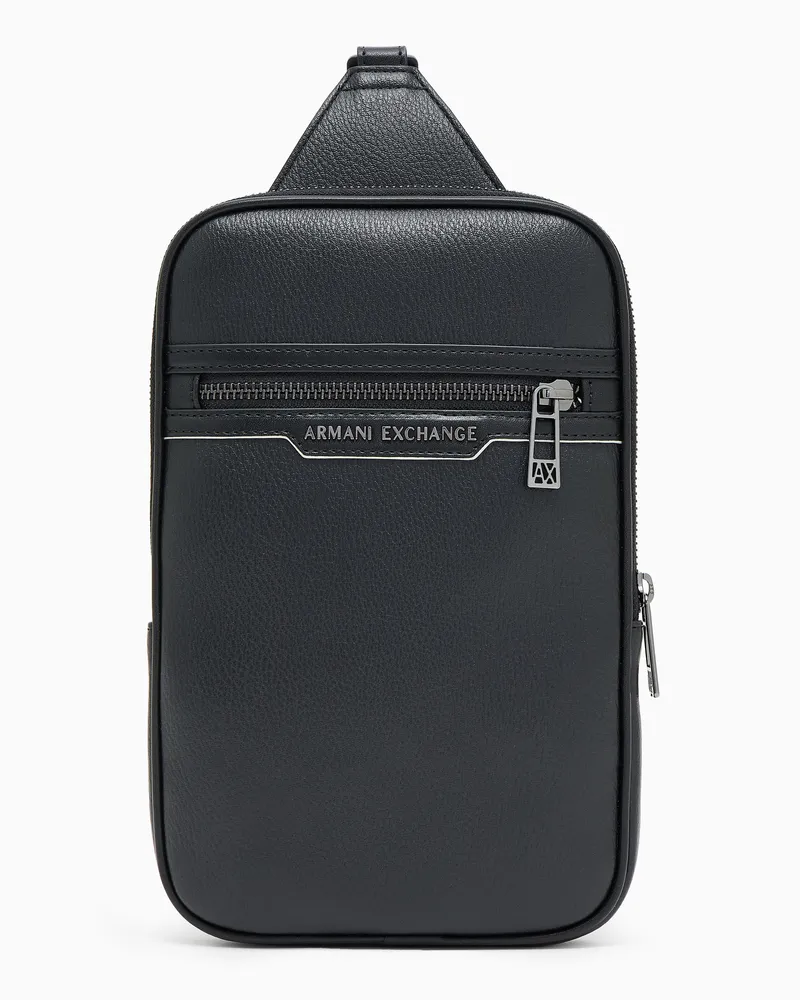 Armani Exchange One-Shoulder-Bag mit Glanzeffekt Schwarz