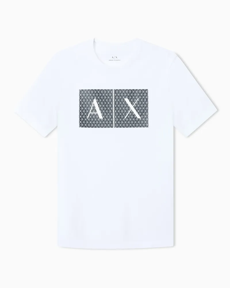 Armani Exchange Schmal geschnittenes Jersey-T-Shirt mit Logo Weiß